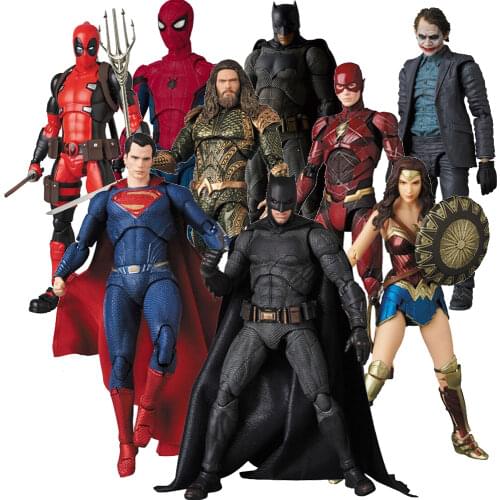 Mafex Deadpool Cyborg Flash Wonder Aquaman Bruce Wayne The Dark Night The Joker Action Figure Model Collection Toy