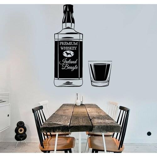 Irish Premium Whiskey Wall Decal Bottle Alcohol Glass Bar Wall Stickers Vinyl Waterproof Bar Decoration Design Wallpaper C010