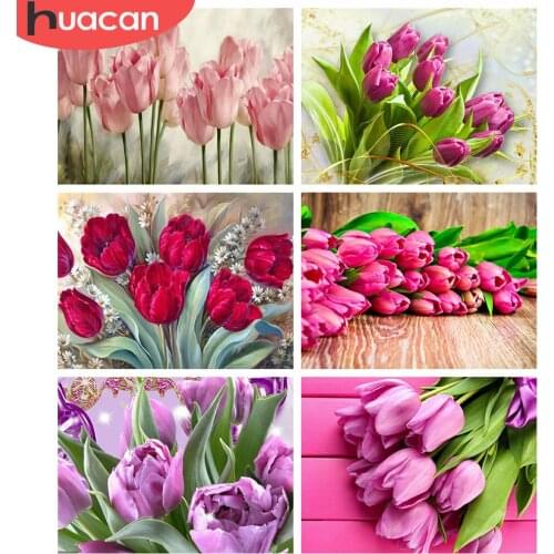 HUACAN DIY 5d Diamond Painting Flower Mosaic Rhinestones Pictures Full Square/Round Diamond Embroidery Tulip Home Decor