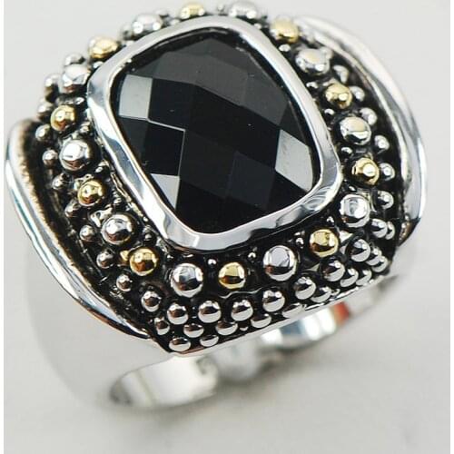 Black Onyx Women 925 Sterling Silver Ring F955 Size 6 7 8 9 10