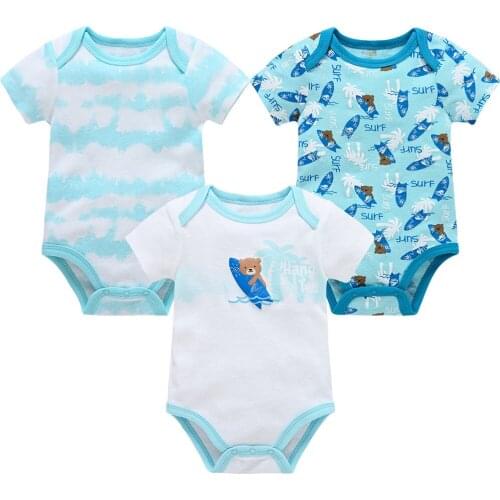 Kavkas 3 pcs/set ropa de bebe Bodysuit Girl Boy Cartoon Print 100% Cotton Newborn Jumpsuit 0-12 Months Infant Clothing