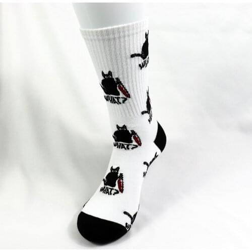 A cat holding a knife and don't know what happened Bloody Murderous Black Cat Socks