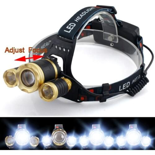 Zoomable 3 mode 6000LM XML T6+2R5 3LED Headlight,Headlamp,Fishing,Head Lamp Light Flashlight