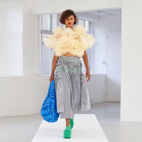 Fashion Women Extra Puffy Tiered Pleated Tulle Tops Ruffled Short Top High Street Style Shoot Tulle Tops Custom Made