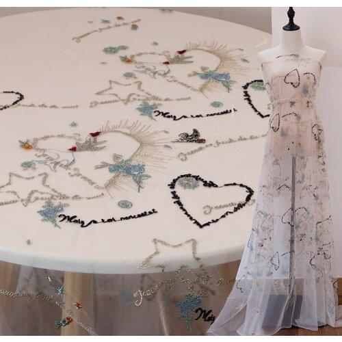 Soft Mesh Star Embroidery Lace Fabric For Wedding Dress Handmade Diy Lolita Clothing Fabric