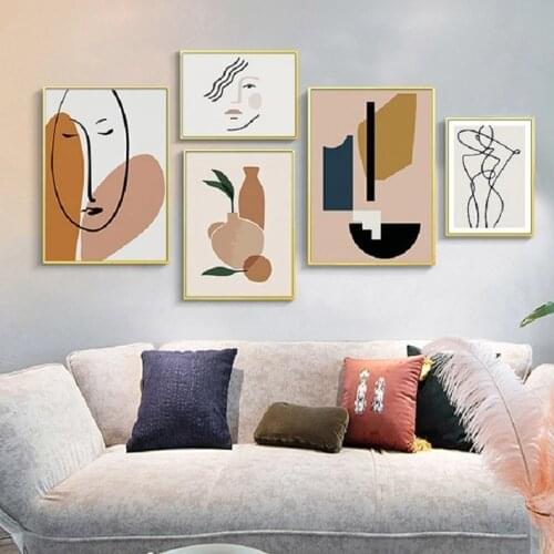 Nordic Retro Canvas Wall Art Matisse Oil Painting Abstract Geometric Line Posters Prints Pictures for Living Room Home Decor