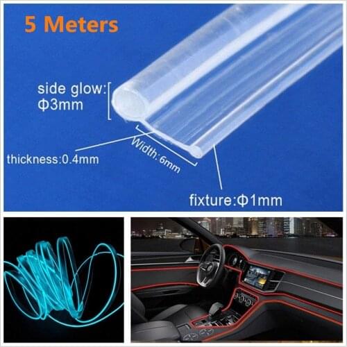 100m New Super Bright 3mm Plastic Skirt edge Side Glow optical Fiber with Flat Side Wing For Car lighting 5m 10m