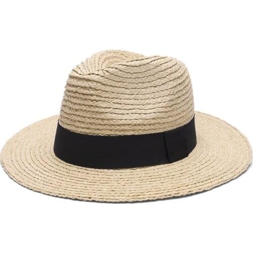 57cm 59cm 61cm 63cm Big Size Raffia Panama Top Grade Straw Hat Summer Women Men Wide Brim Beach Sun Cap UV Protection Fedora Hat