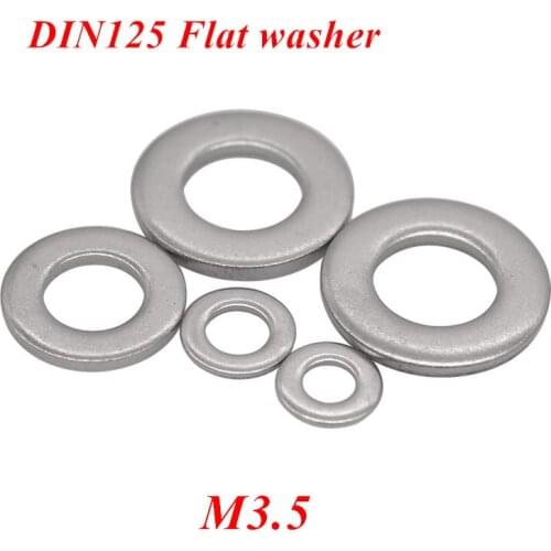 500pcs DIN125 ISO7089 GB97 M3.5 washer A2-70/ 304 stainless steel Flat machine washer Plain Washer gasket washers Meson