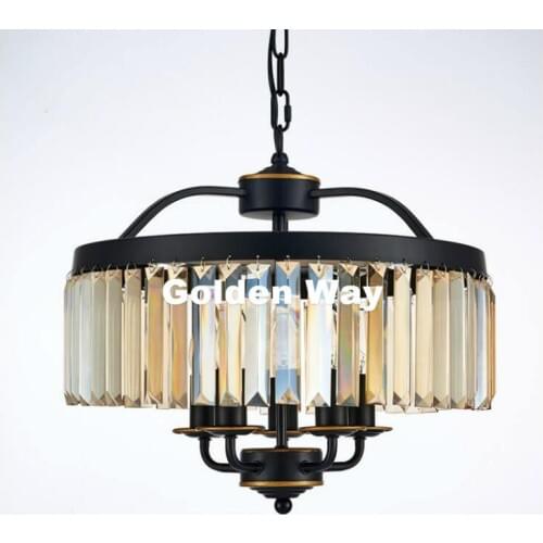 Black Crystal Nordic Pendant Lamp Personality Vintage Restaurant Bar Cafe Hanging Lamp Creative Living Room Iron Pendant Light