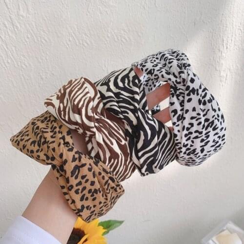 Women Girls Satin Leopard Cross Knot Hairband Headband Adult Hair Accessories