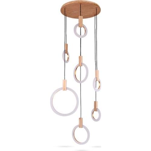 Modern LED chandelier Nordic living room ring hanging lights bedroom fixtures stair lighting home illumination long pendant lamp