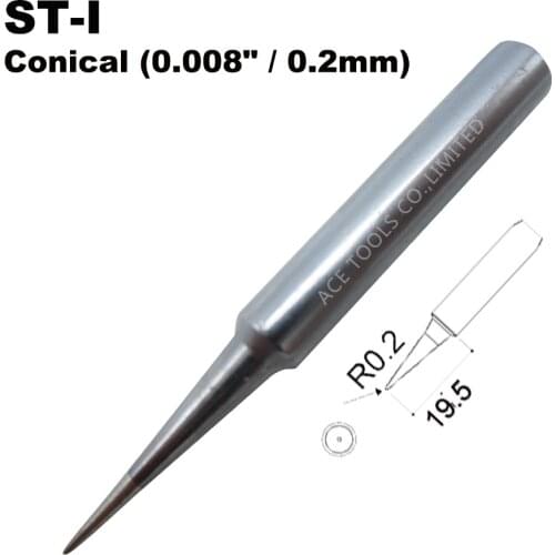 ST-I Soldering Tips Conical 0.2mm Fit WELLER SP40L SP40N SPG40 WP25 WP30 WP35 WLC100 Replace Iron Handle Nozzle Welding Bit