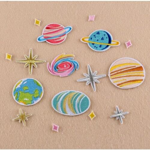 Universe Planets Stars Galaxy Embroidered Patch for Clothing Iron Sew Applique for Jeans Biker Patch Shoes Bags Sticker Badge