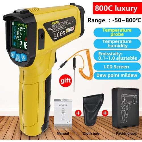 High Temperature Infrared Laser Electronic Thermometer Colorful Display Non Contact Thermometro Pyrometer IR Thermometer Gun