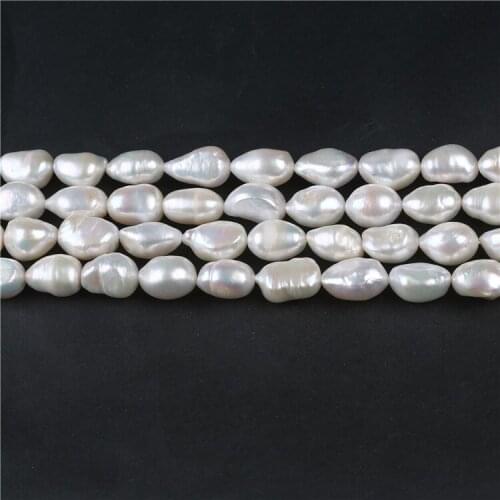 Good quality baroque oval irregular pearl 11-12mm natural white pearl string