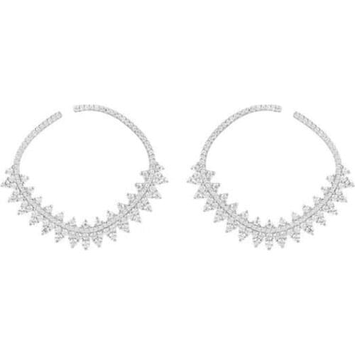 SLJELY 2018 New S925 Sterling Silver Fine Lace Flower Design Earrings Cubic Zirconia Gear Earring for Women Dentelle Jewelry