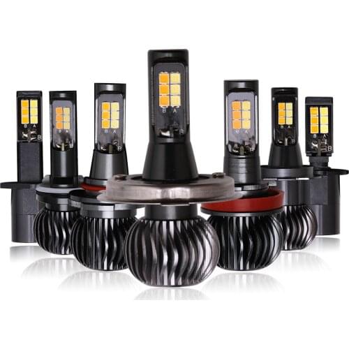 2Pcs Car LED Lamps H1H3 High Bright Dual-Color 6000k/3000k Auto Fog Light No Error H7H8H11 9005 9006 Highlight Led Car Lights