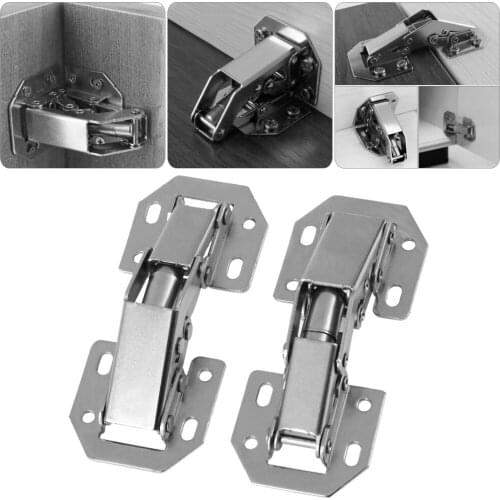 4 inch Hydraulic Buffer Spring Cabinet Hinge No-Drilling Hole Cupboard Door Hinges Soft Close with Screws Furniture Hardware