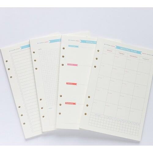 40 Sheets Simple Notebook Refills Cute Stationery 6 Holes A5 Refilling Inner Pages Loose Leaf Note Pads Binding Office Supplies