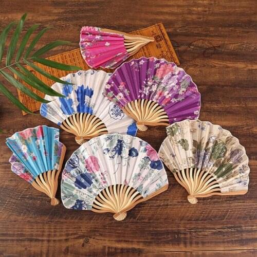 50pcs Japanese Style Bamboo Folding Fan Vintage Wave-shaped Keel Dance Hand Fans Craft Home Decoration Ornaments Gift