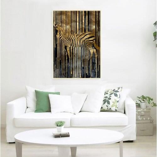 Abstract Art Golden Zebra Nordic Modern Style s Canvas Pictures For Living Room Bedroom Decorative Painting Unframed