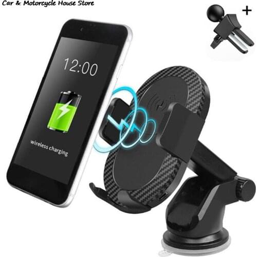 New Car Mount Qi Wireless Charger For Iphone 8/8Plus/X/XR/XS/XS Max Mobile Phone Holder Stand Car Phone Holder