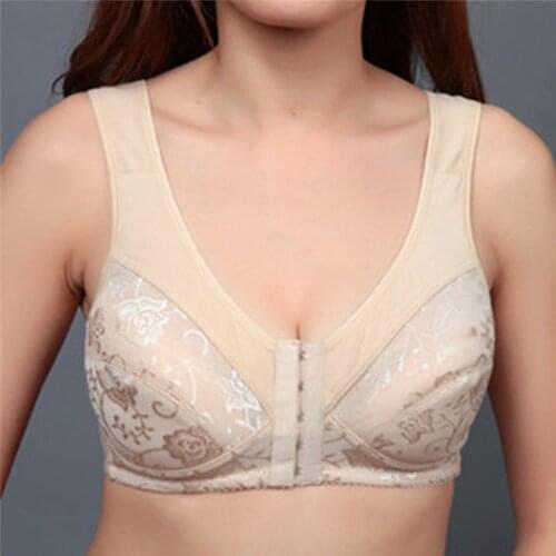 Non-wireless Bra Front Buckle Seamless Vest Lace Bra Beautiful Back Plus Size Underwear Bra Front Closure Lace Bra