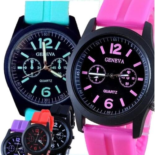 TOP Geneva Watch Women Sport Men Silicone wristwatch Silicon casual dress Girl NEW Fashion Dropshipping Student School Uhr Hour