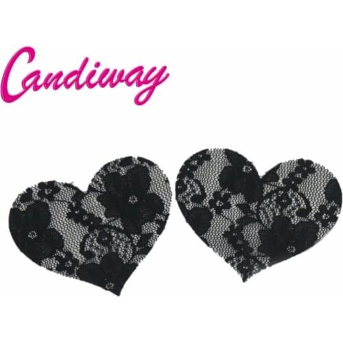 Black heart lace Pads Body Breasts Stickers womens girls heart Adhesive Nipple Covers Disposable unbra sexy girl Lover game