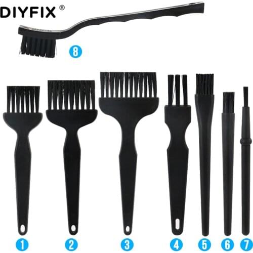 DIYFIX 8 in 1 Anti Static Dust Brush ESD Safe Hard Cleaning Brush for BGA SMT PCB Board Rework Repair Clean Tools Set
