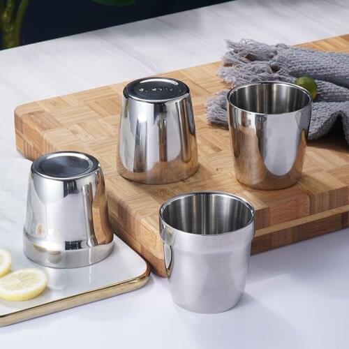 304 Stainless Steel Double Layer Water Cup Restaurant Beer Small Teacup Drinkware