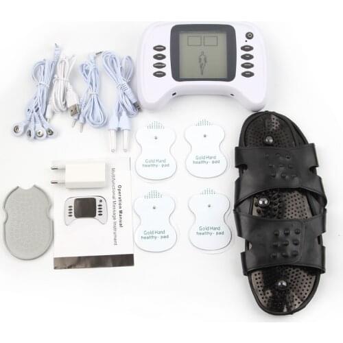 IF Dual Output Massager Electric with Rhinitis Machine Function Lcd Display Acupuncture Neck Body Muscle Stimulator Leg Slippers