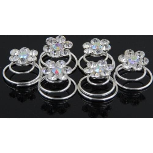 Furling Pack of 12 PCS Brides Hair Accessories Simple Hair Spiral Twister Flower Rhinestone Hairpins Women Wedding Hair Jewelry