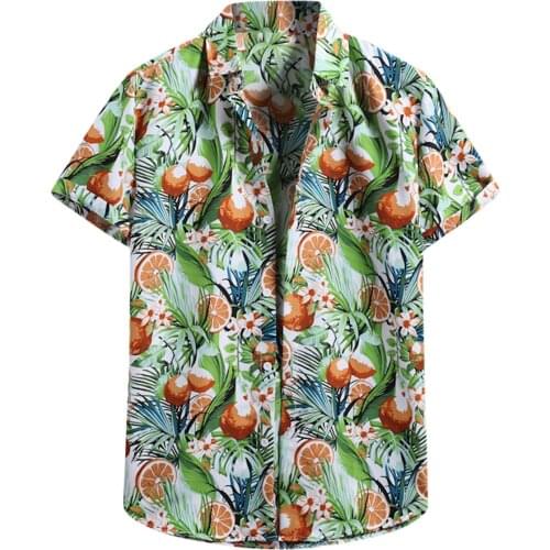 Mens Hawaiian Shirt Summer Pure Cotton Printed Short Sleeve Plus Size Hawaii Flower Beach Floral Patterns Men Blouse Camisa