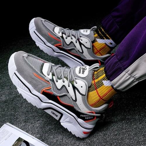2021 summer new mens sneakers running casual shoes Korean version of mens shoes trend breathable mesh dad shoes