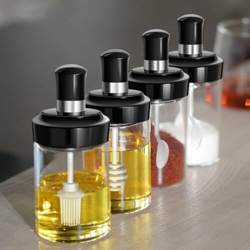 Condiments Seasoning Bottle Set Spice Pepper Spray Salt Spoon Honey Stick Oil Brush Rod Kitchen Storage Kitchen Accessories