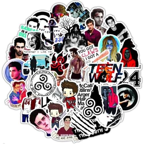50PCS TV Show Teen Wolf Graffiti Stickers Car Motorcycle Travel Luggage Phone Guitar Laptop DIY Joke Decals Sticker Kids Toys