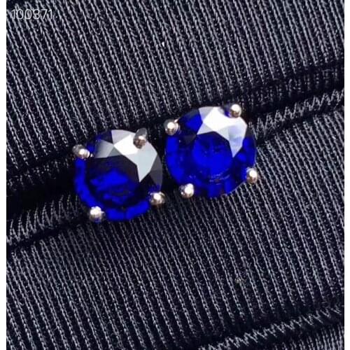 New Coming Natural and Real Sapphire Earring 925 sterling silver Fine jewelry For men women