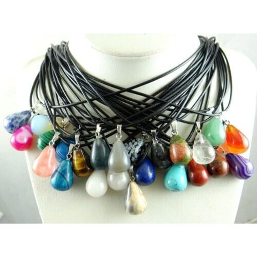 Natural stone Quartz crystal Turquoises tiger eye lapis Water droplets Pendant for diy lJewelry making necklace Accessories A1