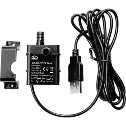 2020 New Professional Low Noise QR30B DC 5V 2.3W 220 L/H Flow Rate Waterproof IP68 CPU Cooling Car Brushless Water Pump Hot Sale