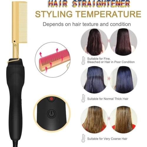 Hot Comb Straightener Electric Hair Straightener Hair Multifunctional Hair Curler Wet Dry Hair Flat Irons Hot Heating Comb For