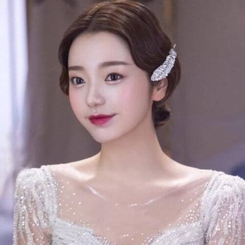 Luxury Crystal Leaf Hair Clip Tiaras Rhinestone Side Barette Women Headware Wedding Hair Accessories заколки на волосы 2021