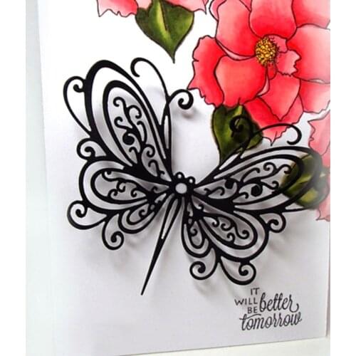 Black Butterfly flowers Metal Cut Dies Stencils for Scrapbooking Stamp/photo album Decorative Embossing DIY Paper Cards