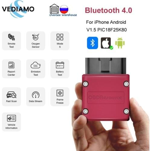 Vediamo P02 Bluetooth 4.0 For iPhone iOS Android Faslink Car Engine Fault Code Reader Free Update PK ELM327 V1.5 PIC18F25K80