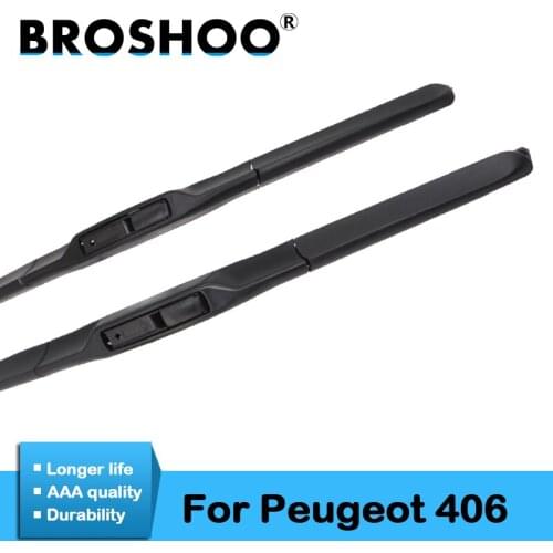 BROSHOO Auto Wiper Blades Natural Rubber For Peugeot 406 Wagon Coupe Sedan 1995 1996 1997 1998 1999 2000 2001 2002 2003 2004