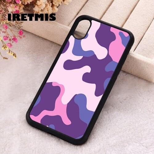 Iretmis 5 5S SE 2020 Phone Cover Case for iPhone 6 6S 7 8 Plus X Xs XR 11 12 Mini Pro Max Silicone Army camouflage pink print