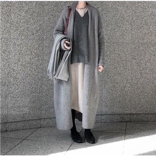 Winter Sweater Women Cardigan Long Sleeve Girls Tops Simple Autumn New Female Elegant Knitted Outerwear Sweater Warm plus size