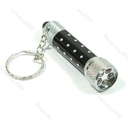 Ultra bright Mini 5 LED Flashlight Torch Key Chain Key Ring Keychain Black U2JF