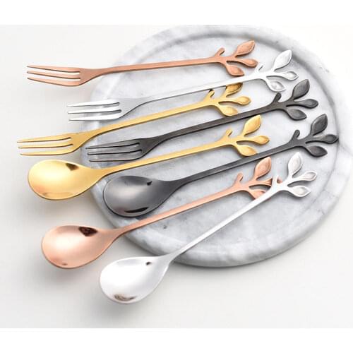 Creative Nordic Style 304 Stainless Steel Mini Spoon Coffee Spoon Dessert Spoon With Fruit Fork Wedding Gift вилка столовая